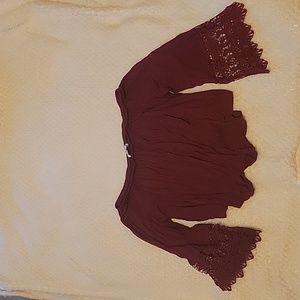 Haute Monde Off the Shoulder Maroon Shirt
